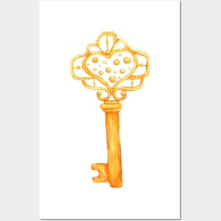 gold Antique Key Posters and Art